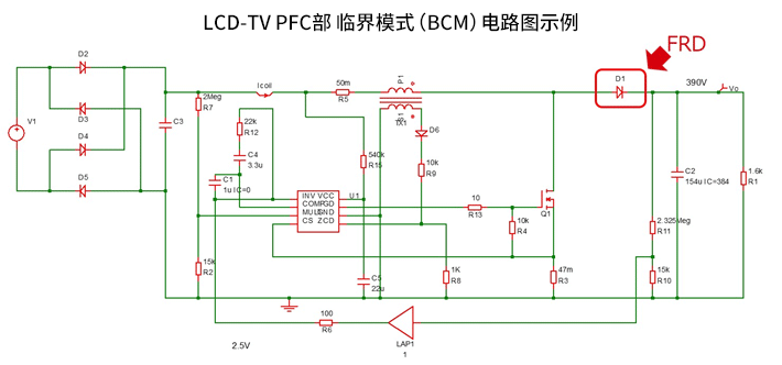 LCD-TV PFC部 临界模式电路图示例