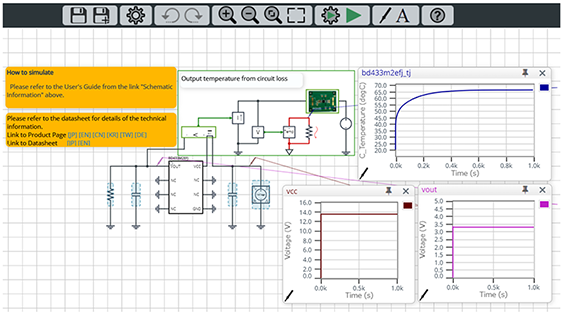 ROHM Solution Simulator（RSS）を使ったシミュレーション。リニアレギュレータの熱シミュレーション：仿真电路（BD433M2EFJ-C）