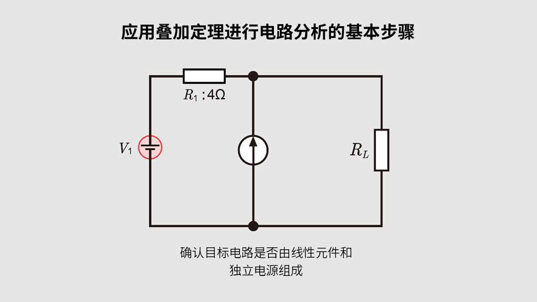 叠加定理的基本步骤（确认电路）