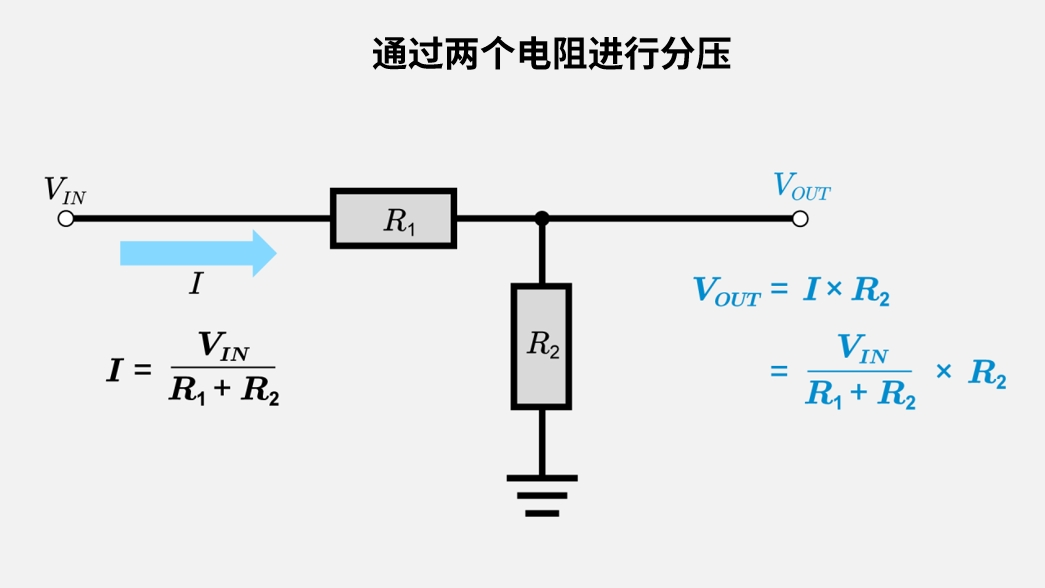 通过两个电阻进行分压